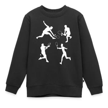 Tennis - Kinder Premium Organic Sweatshirt - Schwarz - Vorne - AI Model Kid Female (0cm)