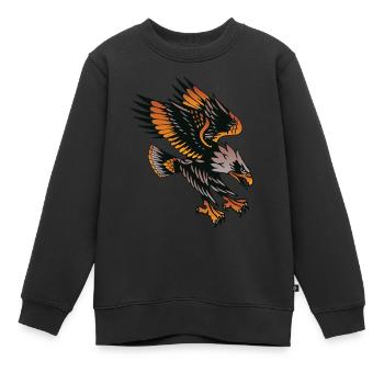vautour aigle old school tattoo - Sweat Premium enfant bio - noir - Devant - AI Model Kid Female (0cm)