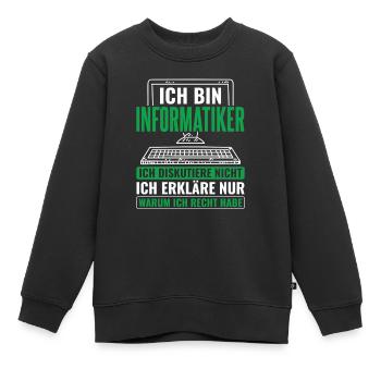 Informatik Informatiker Programmierer - Kinder Premium Organic Sweatshirt - Schwarz - Vorne - AI Model Kid Female (0cm)