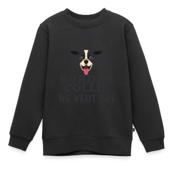 Mon border collie ne veut pas - Sweat Premium enfant bio - noir - Devant - AI Model Kid Female (0cm)