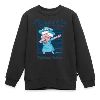 Dabbing British Queen Monarchy Platinum Jubilee - Sweat Premium enfant bio - noir - Devant - AI Model Kid Female (0cm)