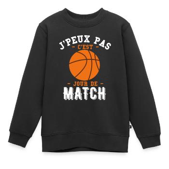 jour de match basketball 2 - Sweat Premium enfant bio - noir - Devant - AI Model Kid Female (0cm)