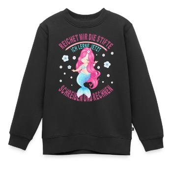Einschulung Erstklässler Erster Schultag Lernen - Kinder Premium Organic Sweatshirt - Schwarz - Vorne - AI Model Kid Female (0cm)