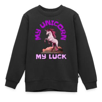 Mein Einhorn mein Glück Fabel Märchen Geschenkidee - Kinder Premium Organic Sweatshirt - Schwarz - Vorne - AI Model Kid Female (0cm)