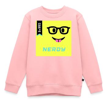 Journée Emoji 2022 - Emoji Nerdy - Design A - Sweat Premium enfant bio - rose - Devant - AI Model Kid Female (0cm)