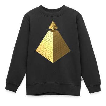 Illuminati Pyramid Gold 3D - Kinder Premium Organic Sweatshirt - Schwarz - Vorne - AI Model Kid Female (0cm)