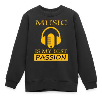 Musik ist meine Leidenschaft Musiker Geschenkidee - Kinder Premium Organic Sweatshirt - Schwarz - Vorne - AI Model Kid Female (0cm)