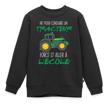 Racteur Enfant Humour Ecole Citation Garçon - Sweat Premium enfant bio - noir - Devant - AI Model Kid Female (0cm)