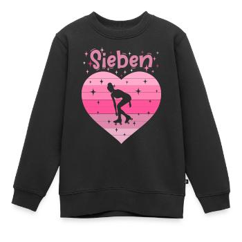 Herz Liebe Sport Rollschuh Mädchen 7. Geburtstag - Kinder Premium Organic Sweatshirt - Schwarz - Vorne - AI Model Kid Female (0cm)