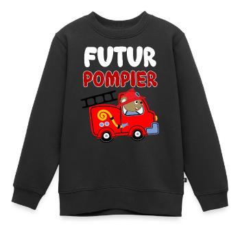 Mon Bébé Pompier Cadeau Enfant Garçon - Sweat Premium enfant bio - noir - Devant - AI Model Kid Female (0cm)