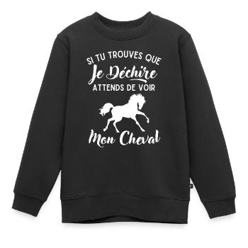 Mon cheval qui déchire 2 - Sweat Premium enfant bio - noir - Devant - AI Model Kid Female (0cm)
