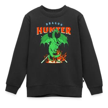Drachen spuckt Feuer Geschenk Zeichentrickfigur - Kinder Premium Organic Sweatshirt - Schwarz - Vorne - AI Model Kid Female (0cm)