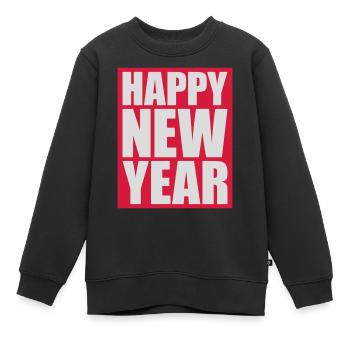 happy new year Zitat - Kinder Premium Organic Sweatshirt - Schwarz - Vorne - AI Model Kid Female (0cm)