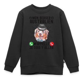 berger australien 2 - Sweat Premium enfant bio - noir - Devant - AI Model Kid Female (0cm)
