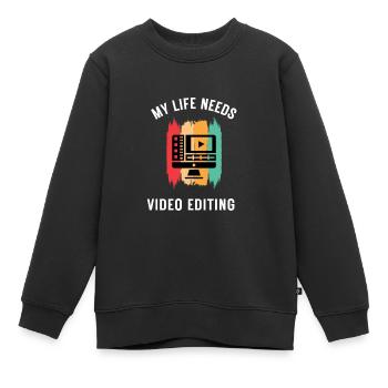 Cadeau pour l’éditeur et le montage vidéo - Sweat Premium enfant bio - noir - Devant - AI Model Kid Female (0cm)