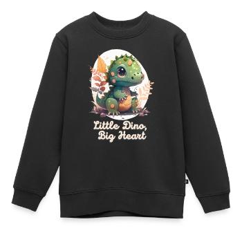 Kleines Dino Großes Herz - Kinder Premium Organic Sweatshirt - Schwarz - Vorne - AI Model Kid Female (0cm)