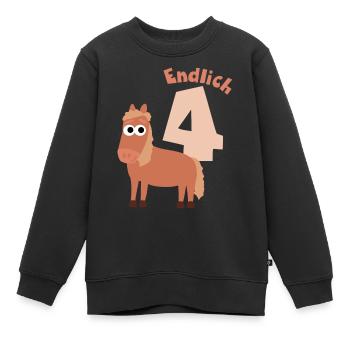 Endlich 4 Jahre Alt - 4. Geburtstag Pferd - Kinder Premium Organic Sweatshirt - Schwarz - Vorne - AI Model Kid Female (0cm)