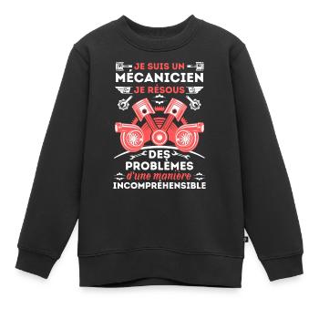Mécanicien qui résout des problèmes 1 - Sweat Premium enfant bio - noir - Devant - AI Model Kid Female (0cm)