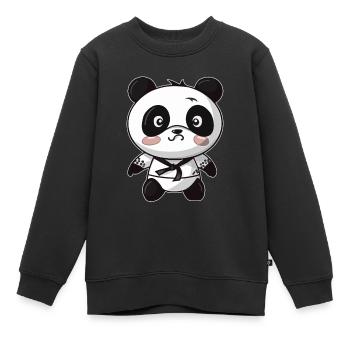 Karate Panda - Kinder Premium Organic Sweatshirt - Schwarz - Vorne - AI Model Kid Female (0cm)
