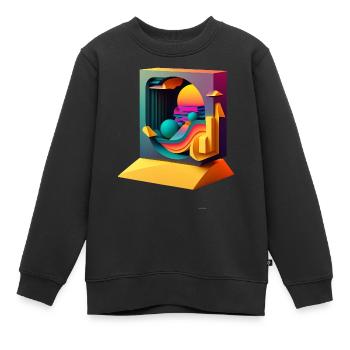 3D - Kinder Premium Organic Sweatshirt - Schwarz - Vorne - AI Model Kid Female (0cm)