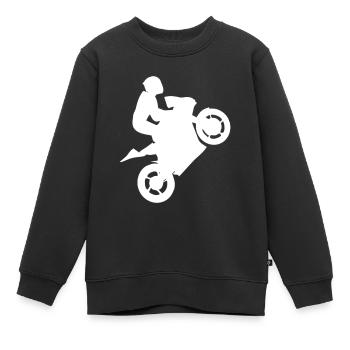 Motocross Motorrad fahren Stunt Kaskade Geschenk - Kinder Premium Organic Sweatshirt - Schwarz - Vorne - AI Model Kid Female (0cm)