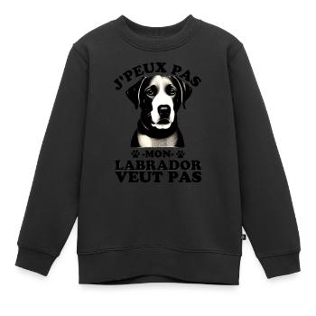 Mon Labrador veut pas 2 - Sweat Premium enfant bio - noir - Devant - AI Model Kid Female (0cm)