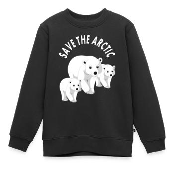 die Arktis retten Weißbär Eisbär Nordpol Geschenk - Kinder Premium Organic Sweatshirt - Schwarz - Vorne - AI Model Kid Female (0cm)