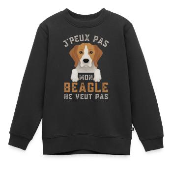 Beagle - Sweat Premium enfant bio - noir - Devant - AI Model Kid Female (0cm)