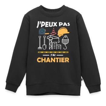 je peux pas j ai chantier 12 - Sweat Premium enfant bio - noir - Devant - AI Model Kid Female (0cm)