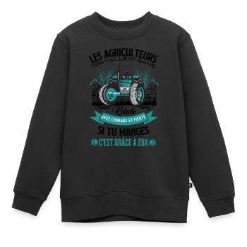 Agriculture agriculteur - Sweat Premium enfant bio - noir - Devant - AI Model Kid Female (0cm)