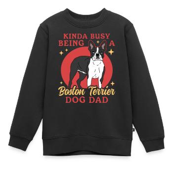 Boston Terrier Hund Papa Bostie Hunde Hundebesitzer Bosto - Kinder Premium Organic Sweatshirt - Schwarz - Vorne - AI Model Kid Female (0cm)