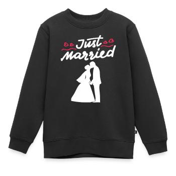 Cadeau de mariage de couple de mariage juste marié - Sweat Premium enfant bio - noir - Devant - AI Model Kid Female (0cm)