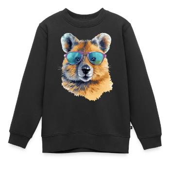 Miki le quokka à lunettes - Sweat Premium enfant bio - noir - Devant - AI Model Kid Female (0cm)