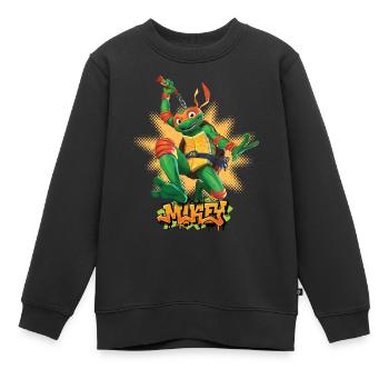 TMNT Mutant Mayhem Turtle Mikey - Sweat Premium enfant bio - noir - Devant - AI Model Kid Female (0cm)