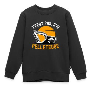 Humour pelleteuse construction chantier - Sweat Premium enfant bio - noir - Devant - AI Model Kid Female (0cm)