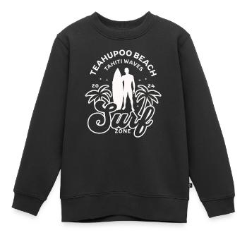 Teahupoo beach Tahiti waves - Sweat Premium enfant bio - noir - Devant - AI Model Kid Female (0cm)