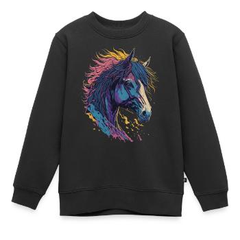 Pop Art Horse - Kinder Premium Organic Sweatshirt - Schwarz - Vorne - AI Model Kid Female (0cm)
