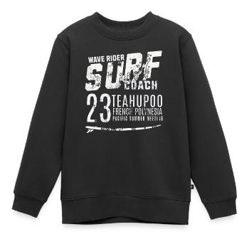 Surftrainer Wellenreiter Teahupoo Tahiti - Kinder Premium Organic Sweatshirt - Schwarz - Vorne - AI Model Kid Female (0cm)