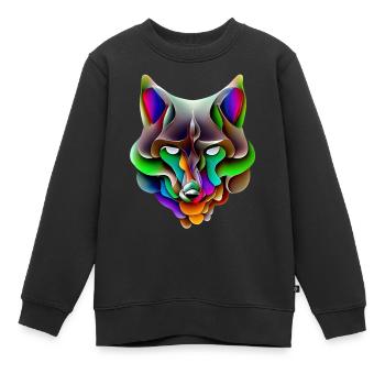 Loup - Sweat Premium enfant bio - noir - Devant - AI Model Kid Female (0cm)