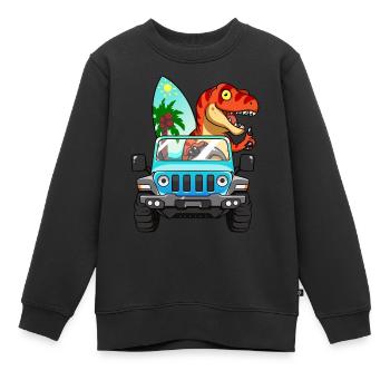 Cooles, Autofahrer Dinosaurier, Dino, T Rex, - Kinder Premium Organic Sweatshirt - Schwarz - Vorne - AI Model Kid Female (0cm)