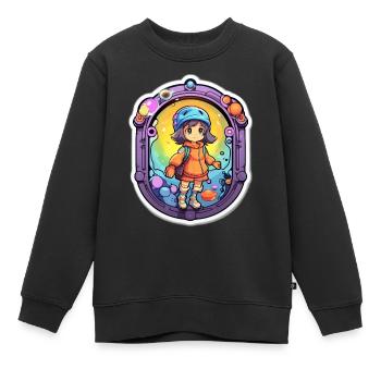 Cute Cartoon Dimension Traveler - Kinder Premium Organic Sweatshirt - Schwarz - Vorne - AI Model Kid Female (0cm)