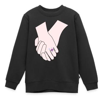 Se tenir la main Journée du mercredi - Sweat Premium enfant bio - noir - Devant - AI Model Kid Female (0cm)