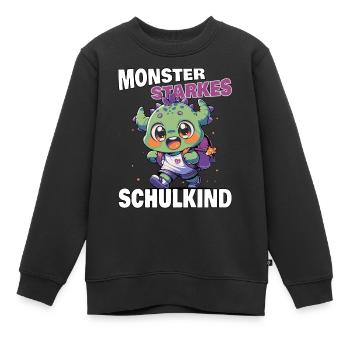 Einschulung Schule Monster starkes Schulkind - Kinder Premium Organic Sweatshirt - Schwarz - Vorne - AI Model Kid Female (0cm)