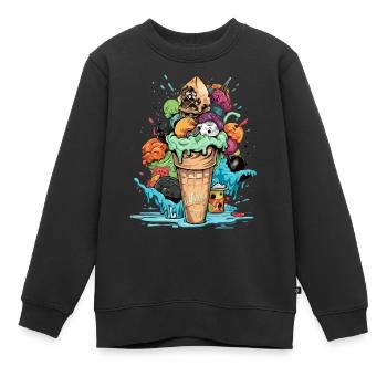 Cornet de glace délicieux - Sweat Premium enfant bio - noir - Devant - AI Model Kid Female (0cm)