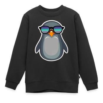 Pinguin-Klasse mit Sonnenbrille - Kinder Premium Organic Sweatshirt - Schwarz - Vorne - AI Model Kid Female (0cm)