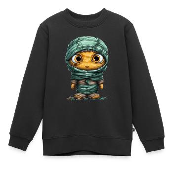Halloween Spooky Cartoon Mummy - Kinder Premium Organic Sweatshirt - Schwarz - Vorne - AI Model Kid Female (0cm)