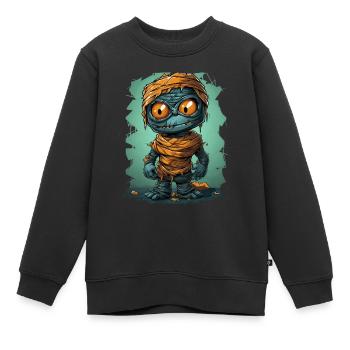 Halloween Spooky Cartoon Mummy - Kinder Premium Organic Sweatshirt - Schwarz - Vorne - AI Model Kid Female (0cm)