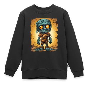 Halloween Spooky Cartoon Mummy - Kinder Premium Organic Sweatshirt - Schwarz - Vorne - AI Model Kid Female (0cm)