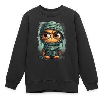 Halloween Spooky Cartoon Mummy - Kinder Premium Organic Sweatshirt - Schwarz - Vorne - AI Model Kid Female (0cm)
