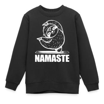 Yoga paresseux Namaste - Sweat Premium enfant bio - noir - Devant - AI Model Kid Female (0cm)